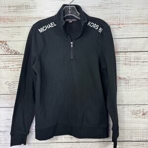 Michael Kors Black size small pullover logo half Zip-Up Men's Sweater